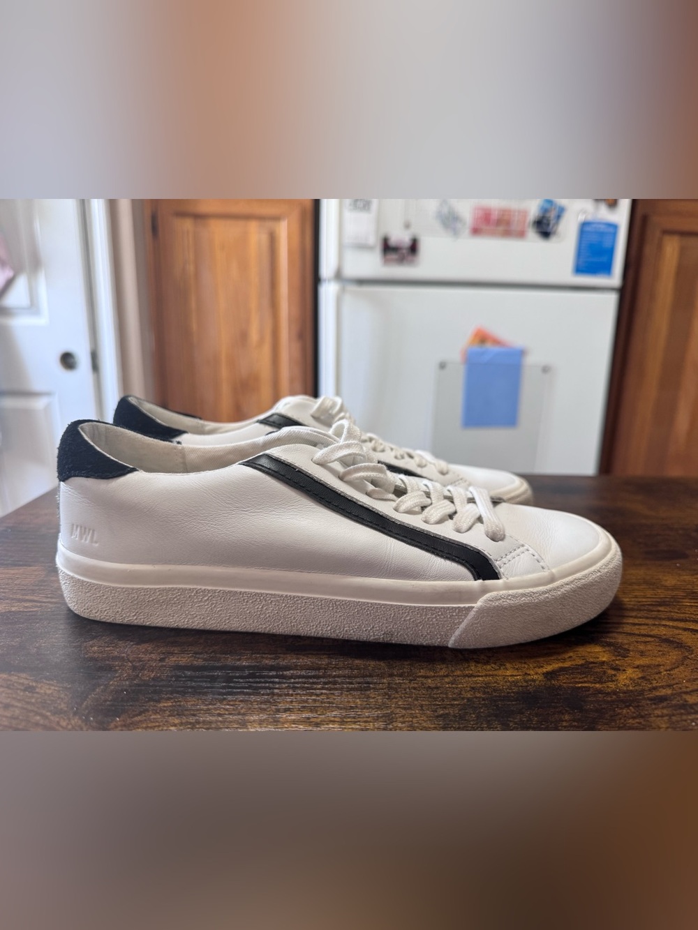 Madewell Sidewalk Low-Top Leather Sneakers White Black w6/m4.5